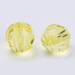 Yellow Transparent Acrylic Beads, Faceted, Round, Yellow, 16x15.5mm, Hole: 2.4mm, about 233pcs/500g