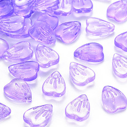 Лиловый Прозрачные брызги окрашенные стеклянные подвески, с блеском порошок, Petaline, сирень, 12x9x3 мм, отверстие : 1.2 мм