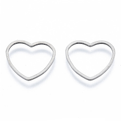 Нержавеющая Сталь Цвет Не тускнеет 201 соединительные кольца из нержавеющей стали, сердце, цвет нержавеющей стали, 14.5x16x1 мм, внутренний диаметр: 11.5x14 мм
