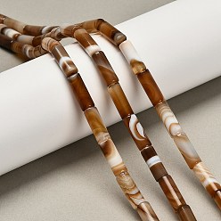 Сиена Окрашенные естественный агат бисер пряди, колонка, цвет охры, 15.5~16x6~6.5 мм, отверстие : 1 мм, около 24~25 шт / нитка, 14.96~15.35'' (38~39 см)