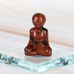 Красный Обсидиан Натуральный обсидиан красного дерева, резные статуэтки для йоги инопланетян, статуи для украшения рабочего стола для домашнего офиса, 30x20x50 мм