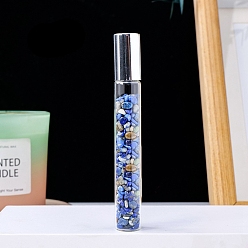 Ляпис-Лазурь Бутылки с шариками и шариками из натурального лазурита, с крышкой, спа ароматерапия эфирное масло пустая стеклянная бутылка, 10.7 см, емкость: 10 мл (0.34 жидких унций)