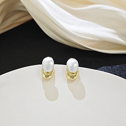 Oval Женские серьги-гвоздики из сплава и смолы, золотые, овальные, 20x10 мм