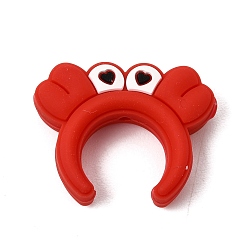 Krabbe Silikonperlen, Fokalperlen, Stirnband mit Ohr, rot, Krabbe, 25x32x9 mm, Bohrung: 2 mm