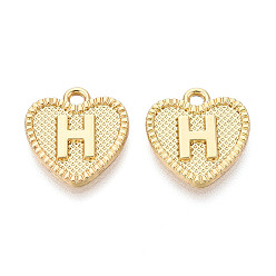 Letter H Подвески из сплава , без кадмия, без никеля и без свинца, сердце с письмом, реальный 18 k позолоченный, letter.h, 16x15x2 мм, отверстие : 2 мм