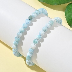 Каламин / гемиморфит Круглые браслеты из натурального гемиморфита с бусинами для мужчин и женщин, 1/4 дюйм (0.6 см), внутренний диаметр: 2-3/8 дюйм (6 см)