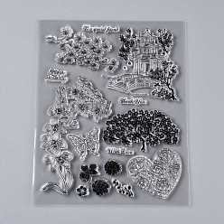 Flower Plastic Stamps, for DIY Scrapbooking, Photo Album Decorative, Cards Making, Stamp Sheets, Flower Pattern, 180x130~145x3mm