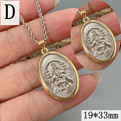 Virgin Латунные ожерелья с подвесками в виде медалей, платиной и золотом, девственница, 23.62 дюйм (60 см), Кулон : 33x19 мм