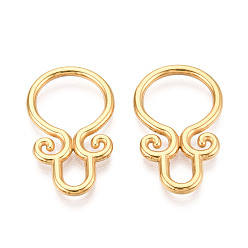 Настоящее золото 18K 304 подвески из нержавеющей стали, золотое кольцо-кольцо, ионное покрытие (ip), реальный 18 k позолоченный, 27.5x16.5x2 мм, отверстие : 6.5x4 мм