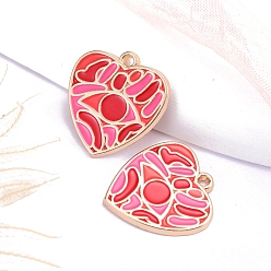 Красный Подвески из сплава и эмали в стиле бохо, шарма сердца, золотые, красные, 27x25 мм
