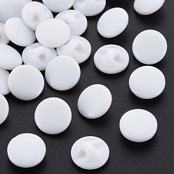 White 1-Hole Resin Buttons, Flat Round, White, 12.5x5mm, Hole: 1.2mm