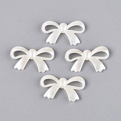 Ivoire Perles de nacre en plastique ABS, bowknot, blanc crème, 16.5x27x4.5mm, Trou: 1.8mm