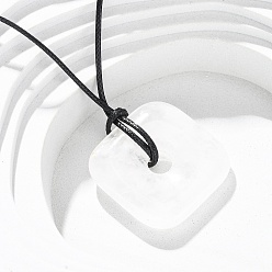 Хрусталь Натуральный кварцевый кристалл квадратные подвески черные шнуры из искусственной кожи ожерелья, 27.24 дюйм (69.2 см)