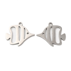 Нержавеющая Сталь Цвет Не тускнеющие 304 подвески из нержавеющей стали, очарование рыбы, цвет нержавеющей стали, 18x20.5x1.5 мм, отверстие : 1.8 мм
