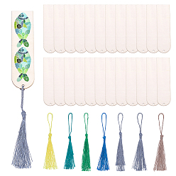 Rosy Brown 36Pcs Poplar Wood Blank Rectangle Bookmarks, with 36Pcs Polyester Tassel, Rosy Brown, 143mm