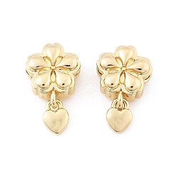 Настоящее золото 14K Латунные бусины, без кадмия, без никеля и без свинца, цветок с сердцем, реальный 14 k позолоченный, 14x8x4.5 мм, отверстие : 1.2 мм