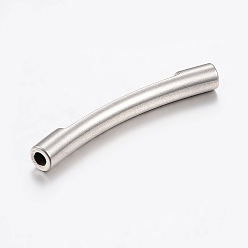 Edelstahl Farbe Anlaufgeschützt 304 Edelstahl-Rohrperlen, gebogene Rohrnudelperlen, gebogenes Rohr, Edelstahl Farbe, 40x5 mm, Bohrung: 3 mm