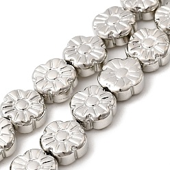 с Платиновым Покрытием Стеклянные бусины с гальваническим покрытием , цветок, граненые, с покрытием платиным, 10.5x5 мм, отверстие : 0.9 мм, около 41 шт / нитка, 16.14'' (41 см)
