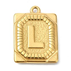 Letter L Ионное покрытие (ip) 304 подвески из нержавеющей стали, прямоугольник с подвеской в виде буквы, реальный 18 k позолоченный, Письмо L, 24.5x18x3 мм, отверстие : 1.8 мм