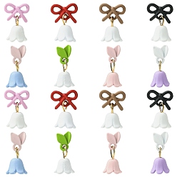 (52) Непрозрачная лаванда 24 шт. 8 цвета ландышевого сплава кабошоны, ногтей декоративные аксессуары, разноцветные, 15~16x8~10x7~8 мм, 3 шт / цвет