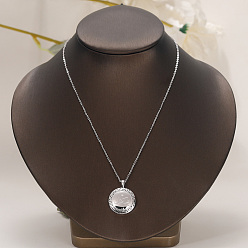 Серебро Простые латунные геометрические плоские круглые подвески для женщин, ежедневные вечерние рабочие украшения, серебряные, 15.75 дюйм (40 см)