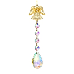 Angel & Fairy Железные висячие украшения, стеклянные бусины цвета ab восьмиугольные ловцы солнца с кисточками для украшения сада на открытом воздухе, ангел и фея, 360 мм