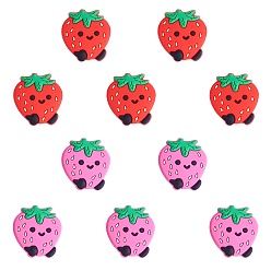 (52) Непрозрачная лаванда 10 шт 2 цвета силиконовые бусины, клубника, разноцветные, 32.5x27.6x9 мм, отверстие : 2.5 мм