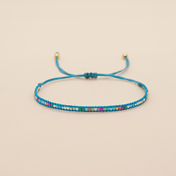 Темно-Голубой Женские плетеные браслеты из стеклянных бусин в богемном стиле, глубокое синее небо