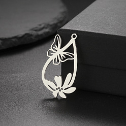 Бабочка Подвески из нержавеющей стали, не тускнеющие, бабочка, 31x29 мм
