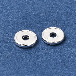 Silver Brass Beads, Disc, Rack Plating, Long-Lasting Plated, Silver, 5x1mm, Hole: 1.5mm