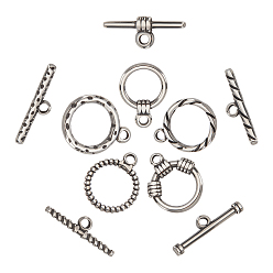 Stainless Steel Color 5 Sets 5 Style  304 Stainless Steel Toggle Clasps, Ring, Stainless Steel Color, ring: 19~22x15.5~17x2~3mm, Hole: 2.3~2.6mm, 1 set/style