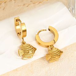 Fish Серьги из 304 нержавеющей стали, золотые, рыба, 35 мм