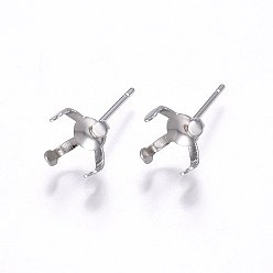 Stainless Steel Color Tarnish Resistant 304 Stainless Steel Stud Earring Findings, Stainless Steel Color, 5x5mm, Pin: 0.8mm