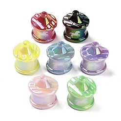 Mixed Color UV Plating Rainbow Iridescent Acrylic Beads, Carousel, Mixed Color, 23x21x20mm, Hole: 2.5mm