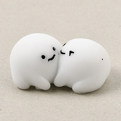 White Opaque Resin Stacked Elf Couple Ornament, Home Office Micro Landscape Desktop Decoration, White, 16.5x33.5x21.5mm