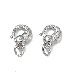 Stainless Steel Color SHEGRACE Fish 304 Stainless Steel S-Hook Clasps, with Jump Ring, Stainless Steel Color, 9x16x1.5mm, Hole: 3mm