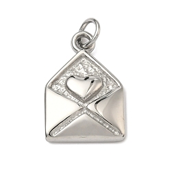 Envelope 304 подвески из нержавеющей стали, цвет нержавеющей стали, конверт с подвеской в виде сердца, 18x12.5x3 мм, Перейти кольцо: 5x0.8 мм, 3.4 мм внутренним диаметром