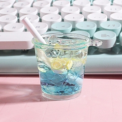 Темно-бирюзовый Светящиеся прозрачные подвески для напитков из смолы, светящиеся в темноте подвески в ведерке для льда, темные бирюзовый, 50x29 мм