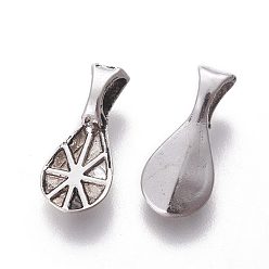 Antique Silver Tibetan Style Glue-on Flat Pad Bails, Cadmium Free & Nickel Free & Lead Free, Antique Silver, 16x7x4.5mm, Hole: 4.5x3mm