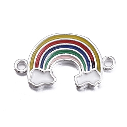 Platinum Brass Links connectors, with Enamel, Rainbow, Platinum, 8.5x15x1mm, Hole: 1mm