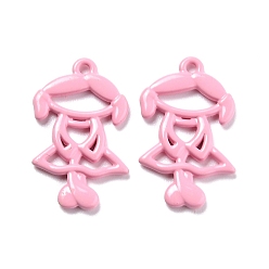 Бледно-Розовый Кулон из сплава, окрашенный распылением, выдолбить девушку, розовый жемчуг, 22x13.5x2 мм, отверстие : 1 мм