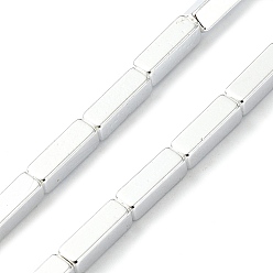 с Покрытием Серебра Гальванические нити из синтетических немагнитных гематитовых бусин, прямоугольные, со серебряным покрытием, 8.5~9x3x3 мм, отверстие : 0.7 мм, около 46 шт / нитка, 16.14'' (41 см)