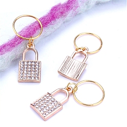 Lock Бусины из дредов из сплава со стразами, плетение подвески для волос украшения зажимы, запирать, 11x20x3 мм