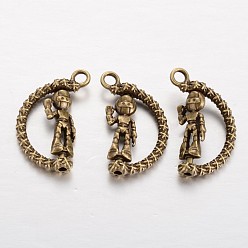 Античная Бронза Тибетский стиль подвески сплава робот, вращающиеся подвески, без никеля , античная бронза, 25x16x4 мм, отверстия: 2.5 mm, 150 шт / пакет