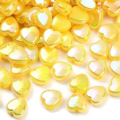 Золотистый 2631пластиковые бусины шт., сердце, с покрытием AB цвета, золотые, 9x9x4.5 мм, отверстие : 1.6 мм