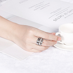 Нержавеющая Сталь Цвет Римские цифры 304 кольца из нержавеющей стали, хрустальных страз и натуральных ракушек, цвет нержавеющей стали, размер США 11 (20.6 мм)