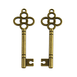 Античная Бронза Тибетском стиле сплава Skeleton Key подвески, без кадмия, без никеля и без свинца, античная бронза, 46x15x2 мм, Отверстие : 2 мм , около 657 шт / 1000 г