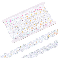 Белый Отделка из волнистого полиэстерового кружева, лента с пайетками для животных, аксессуары для одежды, белые, 3/4 дюйм (20 мм), около 14.22 ярдов (13 м) / комплект