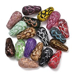 (52) Непрозрачная лаванда Чешские прессованные стеклянные бусины, капля с чешуей русалки, разноцветные, 25x12.5 мм, отверстие : 1 мм, около 54 шт / упаковка