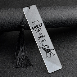 Жирафа Прямоугольные прозрачные акриловые закладки, закладки с кисточками, жирафа, 130x27x2 мм